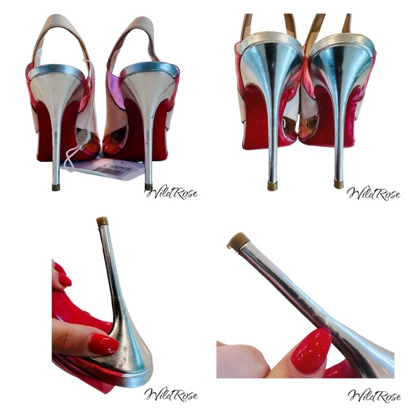 Christian Louboutin Air Chance Blue & Beige Leather & PVC Slingback Pumps 35.5